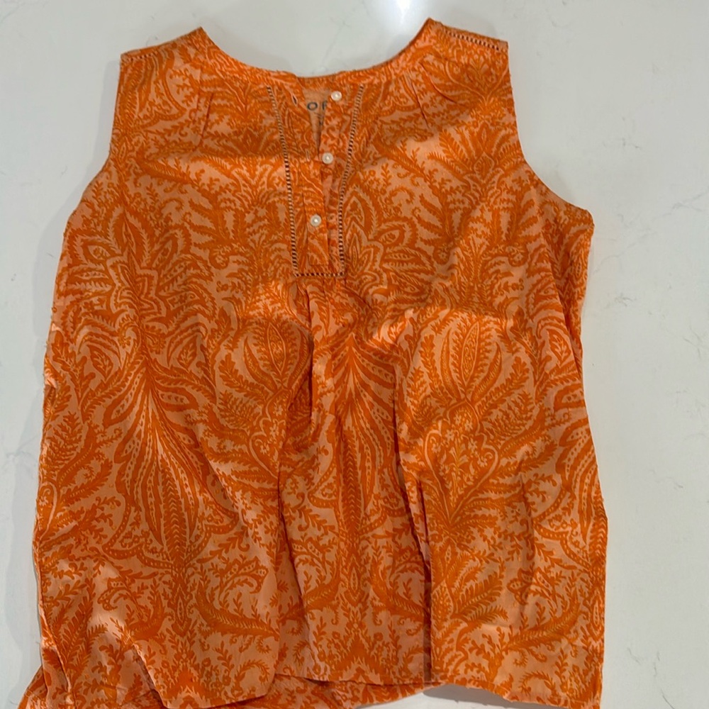 Women’s Loft Orange Paisley Tank Top -Size M